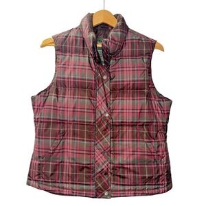 Eddie Bauer WOMENS MEDIUM PRE-OWNED QUILTED‎ GOOSE Down Vest Multi-Color Plaid